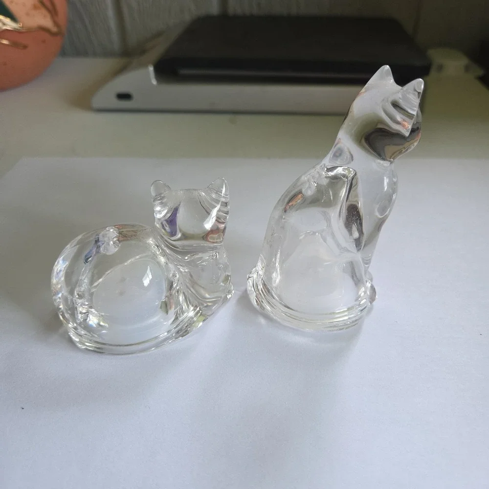 Vintage Lenox Crystal Kitty Cat Salt & Pepper Shakers Kitten Germany 1980s Glass